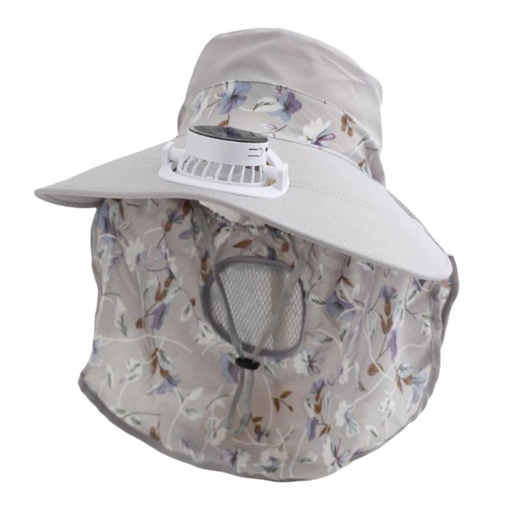 Breathable Solar Fan Cap Anti-UV Cooling Fan Hat Women Sun Hat Sun Cap  Tea Picking