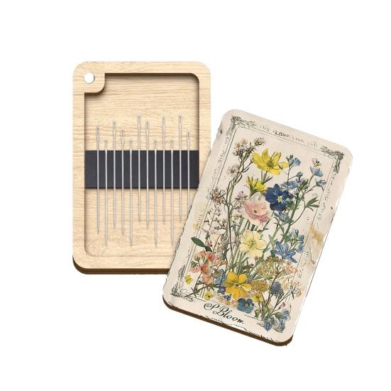 Sewing Needle Storage Box Wooden Magnetic Needle Holder Case with Lid Craft Supplies Storage Organizer Gift for Sewers