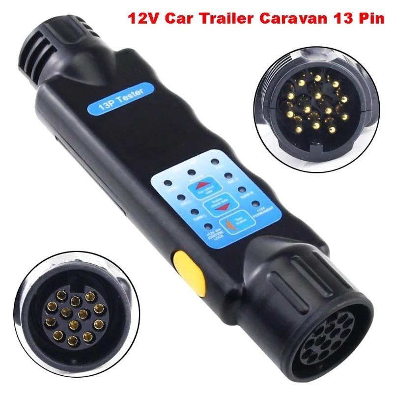 12V 13 Pinli Araba Kamyon Treyler Fiş Soket Test Cihazı Kablolama Devre Işık Test Aracı Teşhis Aracı Siyah Adaptör Otomatik Teşhis Aracı