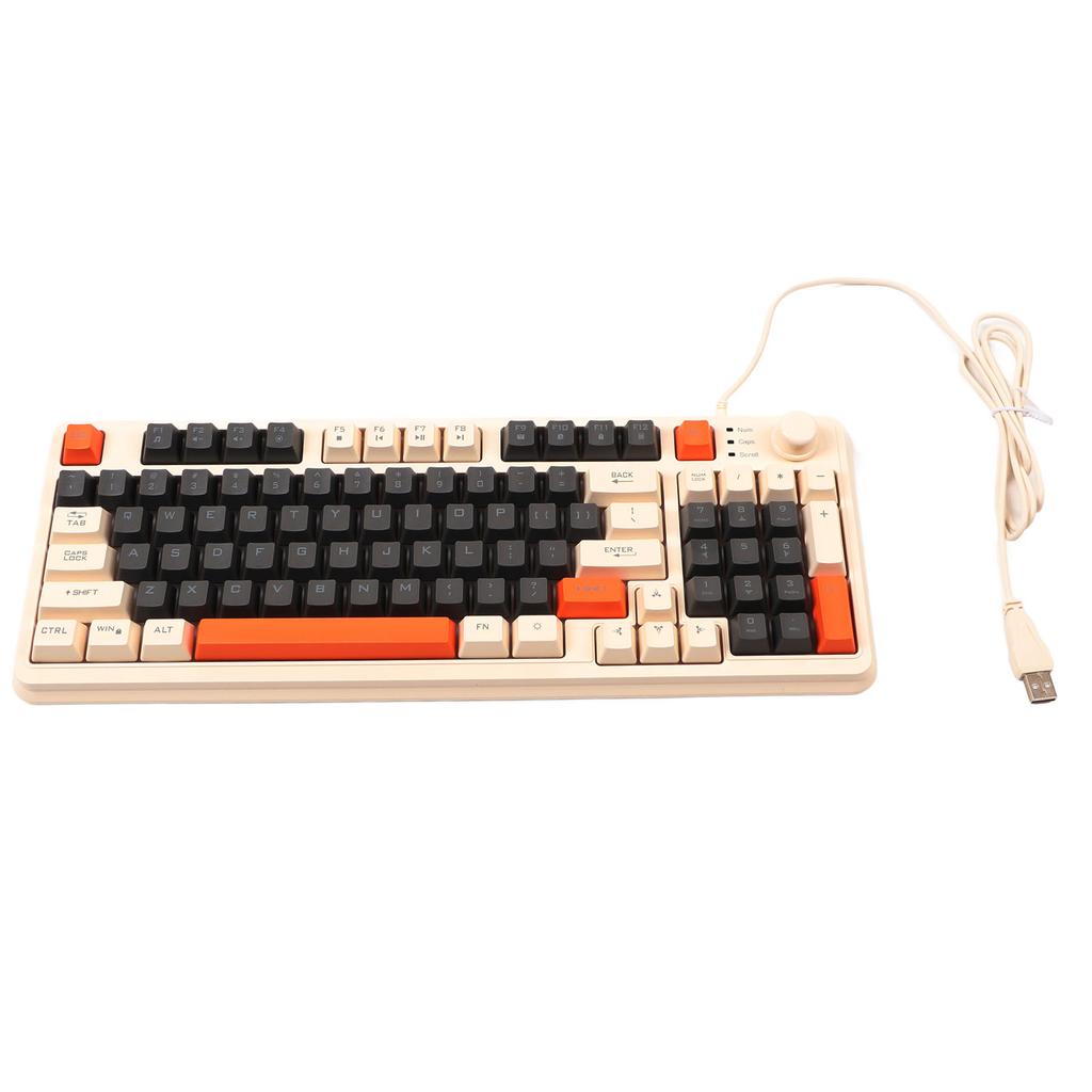 Gaming Keyboard USB 94 Keys LED Backlit Ergonomic Fodable Feet Multimedia Keys Wired Keyboard for