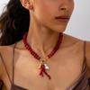 Red Pendant Choker Necklaces Irregular Bridal Jewelry Accessories Coral Beads Necklace  For Women