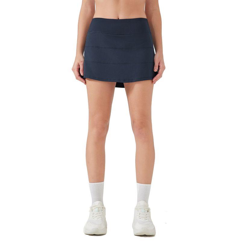 Foreign Trade New Sports Short Dress Women Summer Ice Feeling Quick-Drying Breathable Fake Two Pieces Anti-exposure Yoga Skirt Fitness Tennis Skirt
