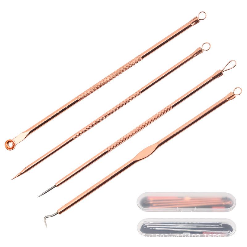 Set Ace Duble pentru Îndepărtarea Punctelor Negre și a Acneei din Oțel Inoxidabil - 4 Bucăți