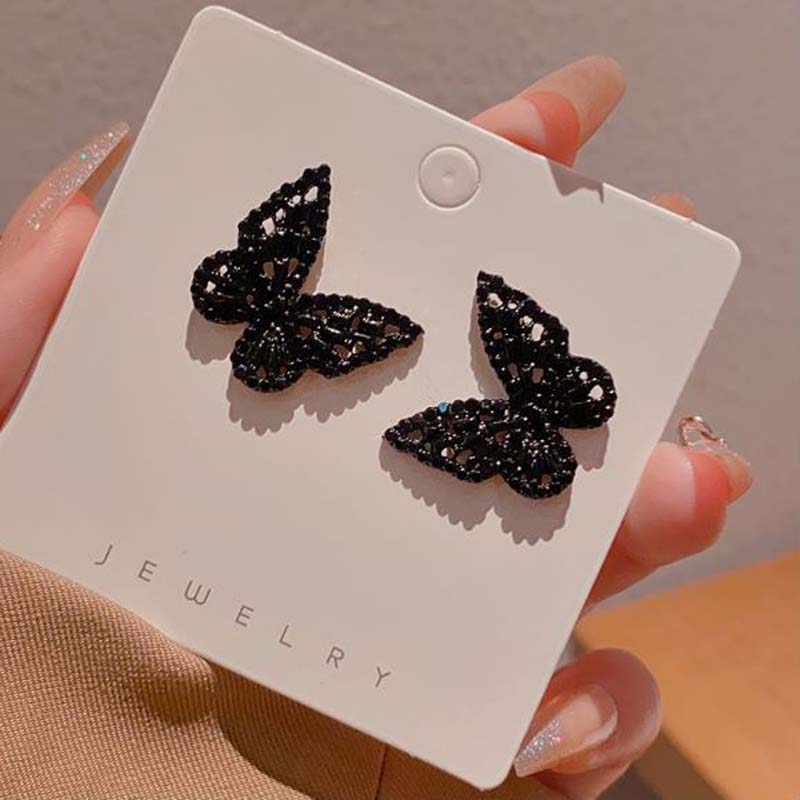 

Exquisite Black Butterfly Earrings for Women Girls Fashion No Rhinestones Hollow Stud Earrings Wedding Party Jewelry Gifts