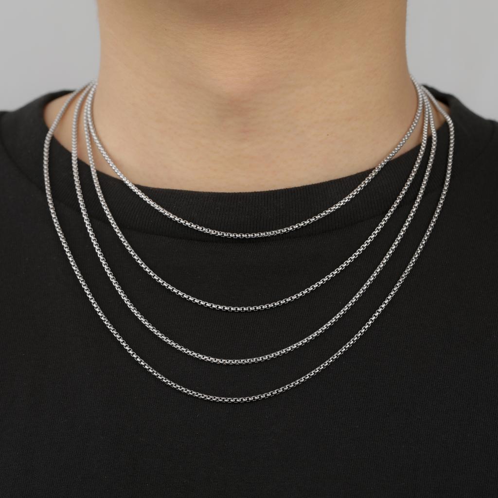 Cazador Punk Box Chain Necklaces for Men Women Stainless Steel Jewelry 2-7mm Width Chains Party Birthday Gift Wholesale 2026