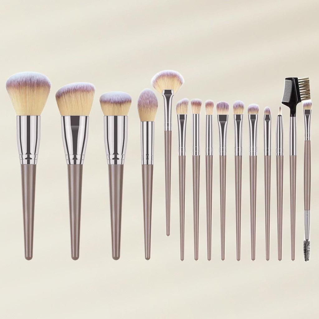 Jumbo 15-teiliges Make-up Pinselset: Weiche Borsten Rouge-, Puder-, Lidschatten- und Concealerpinsel.