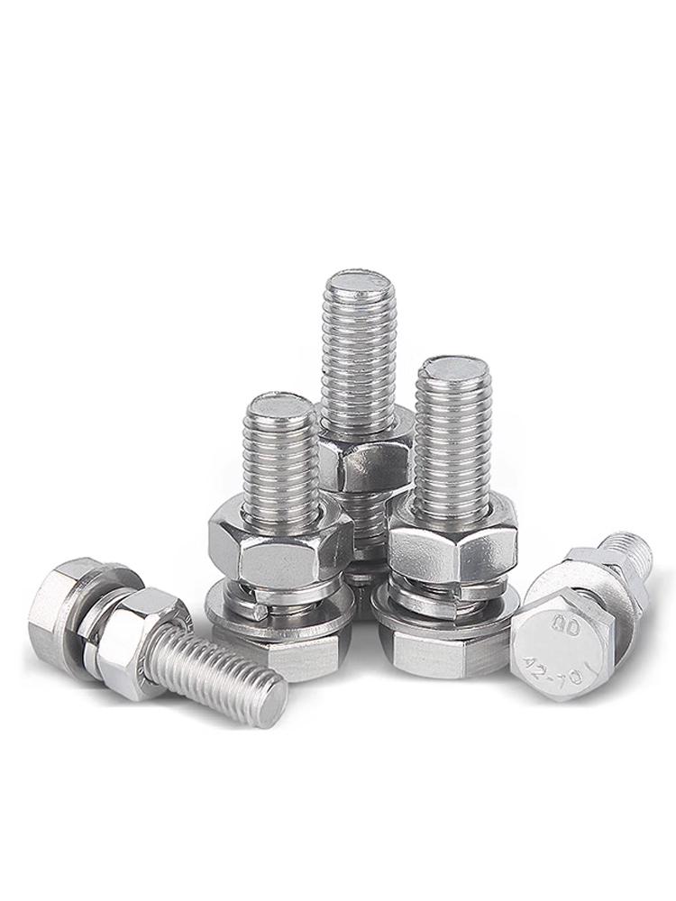 304 Stainless Steel Hex Head Bolt and Nut Set M6-M14, Lengths 8-100mm