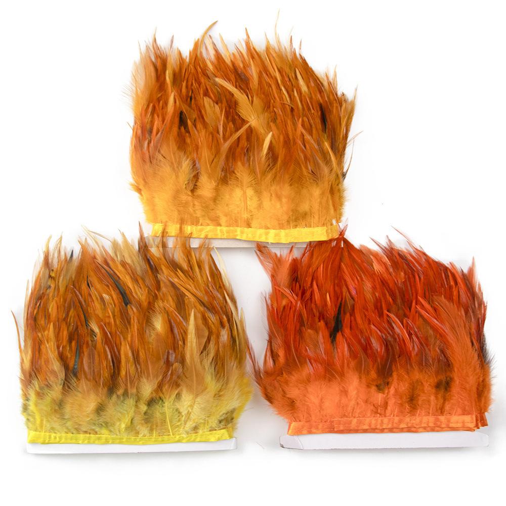 1 Meter Colorful Chicken Feather Tassel Decorated On Tape Chicken Feather With Sewing Fly Dress Lace Decoration