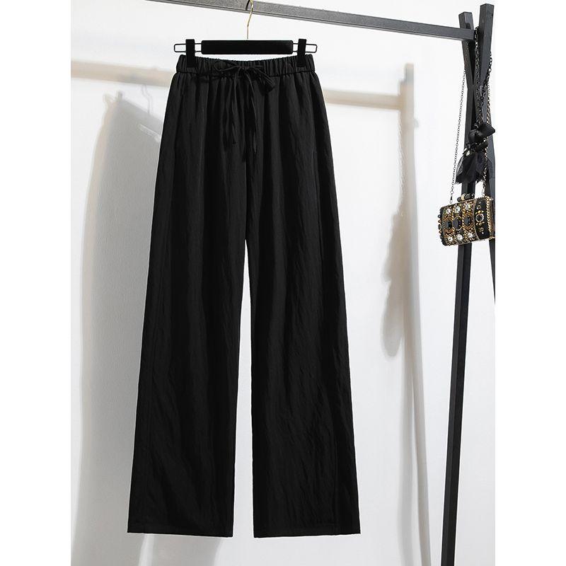 European Plus Size Women's Clothing Lazy Literature and Art Student Elastic High Waist White Tencel Cotton Loose-Fitting Wide-Leg Trousers M-5XL