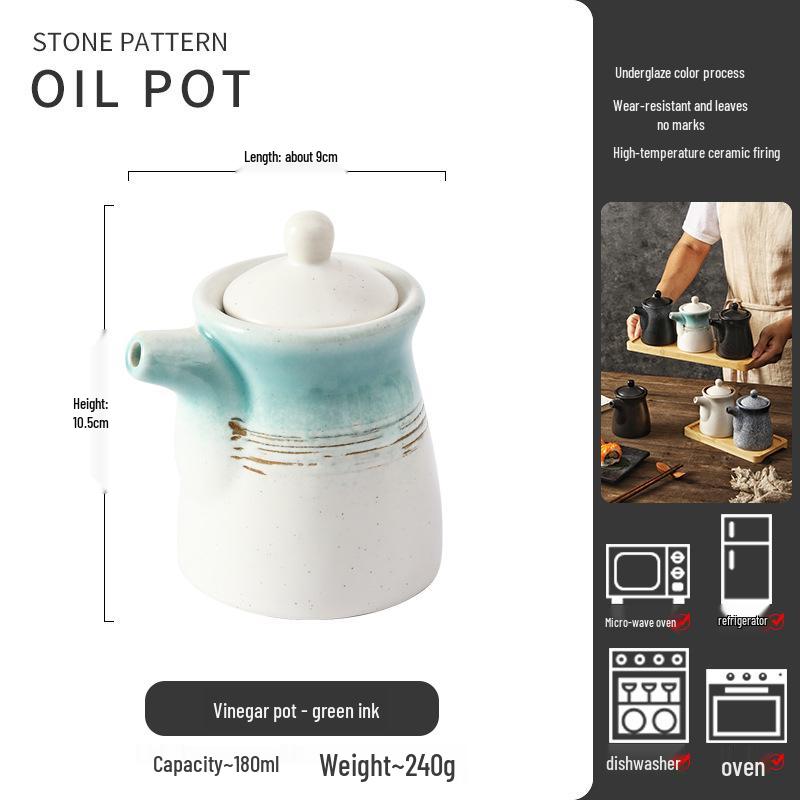 Large Ceramic Vinegar and Soy Sauce Bottle for Japanese Cuisine - Oil and Seasoning Container for Kitchen.