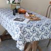 Cotton Linen Nordic Blue Vine Flower Tablecloth Round Rectangular Cover Towel Retro Pastoral Table Cloth Photo Background Wall