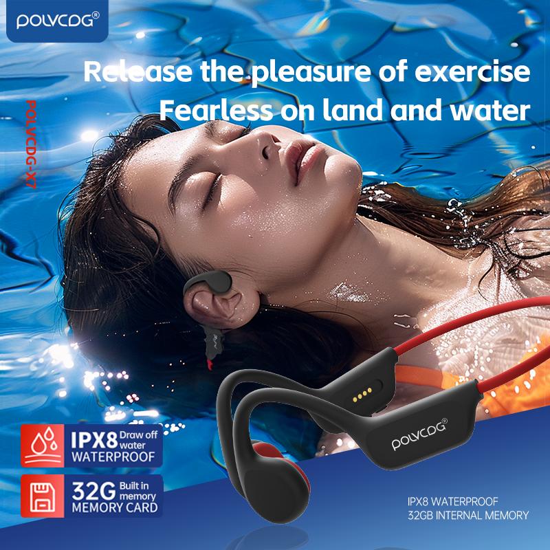 POLVCDG Bone Conduction Headset IPX8 32GB Bluetooth 5.3 Wireless Headset with Microphone Waterproof Swim 2025 New