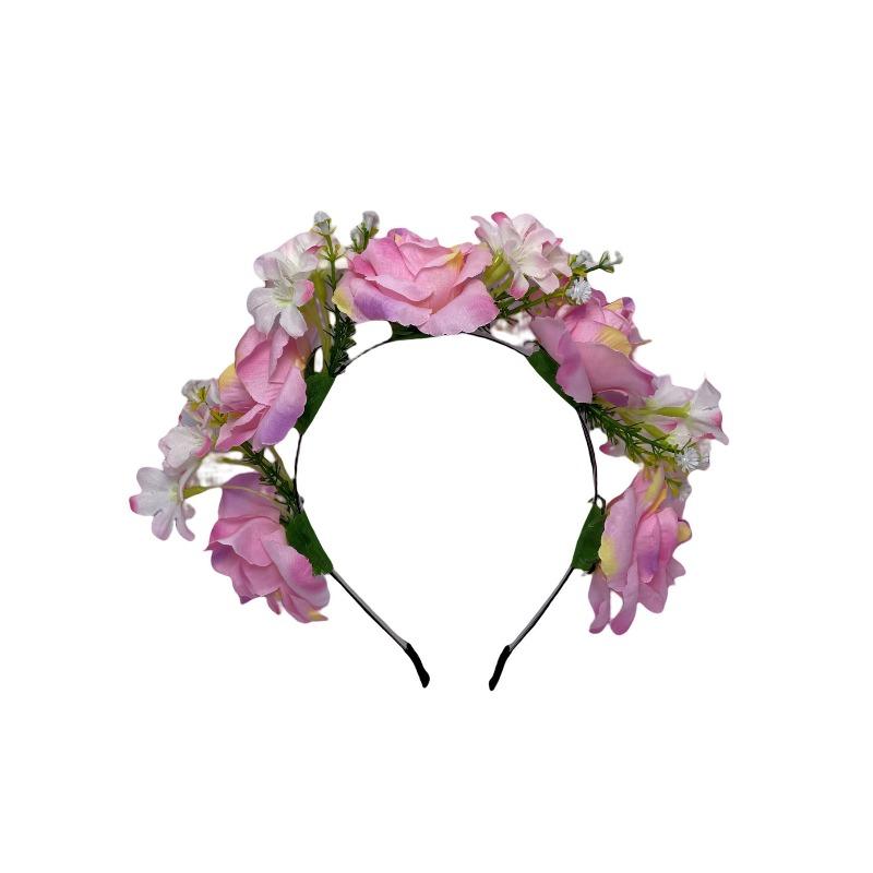 New simulated flower headband, bohemian wreath head buckle, women's fabric flower headdress