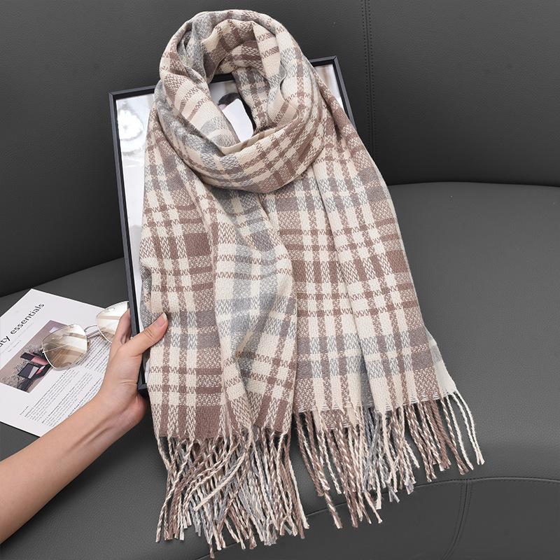 New Knitted Retro Scarf Headscarf Winter Women Men Preppy Plaid Tassels Scarve Pashmina Mujer Femme Male Foulard Wrap Shawl