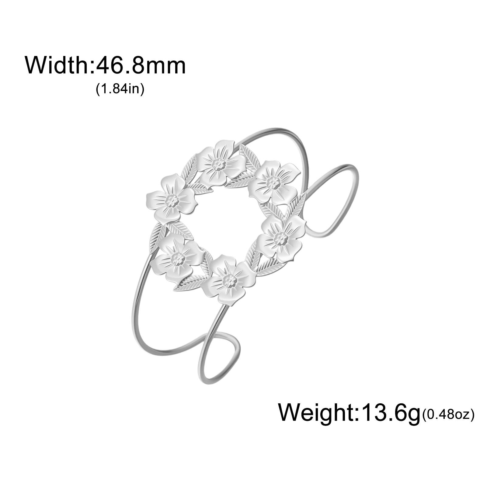 

Teamer Fashion Bountiful Flowers Cuff Bracelet For Women Girls Stainless Steel Gold Color Bangle Bohemian Jewelry Wedding Gift