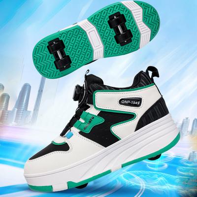 Scarpe Pattini a Rotelle per Ragazzi e Ragazze Giovanili Scarpe Piatte Rimovibili Scarpe da Corsa a Quattro Ruote per Bambini - Scarpe da Pattinaggio a Rotelle con Fibbia Sportiva