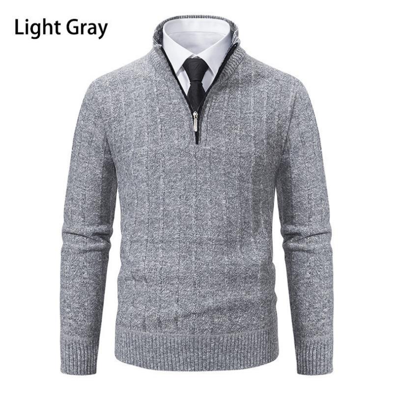 Men S Stand Collar Pullover Fleece Knit Sweater Casual Plus Size Winter