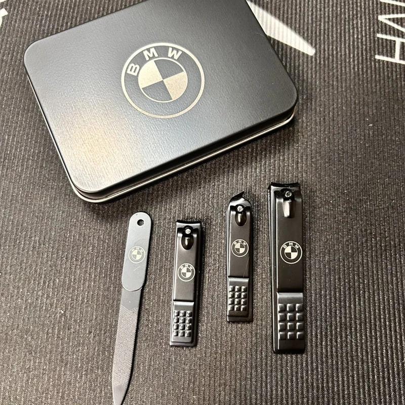 LXEQ4 New For BMW Emblem Manicure Set Personal Care Nail Clipper Kit 4 Pieces Black Matte Nail Clipper Set Grooming Kit Gift Acce