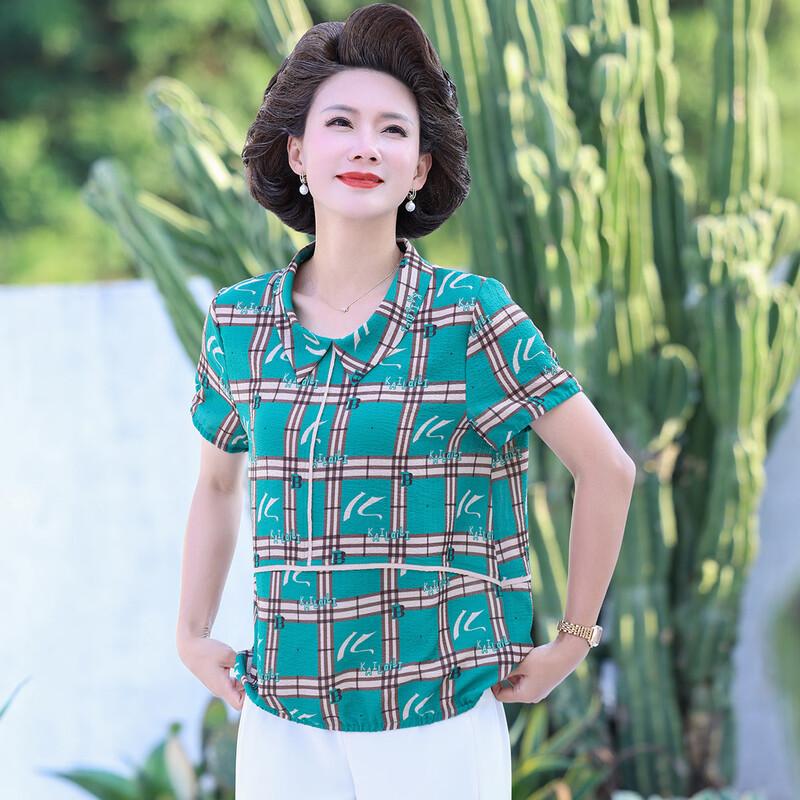 Jianhu Middle-Aged Women s Summer Short Sleeve T-Shirt 3XL