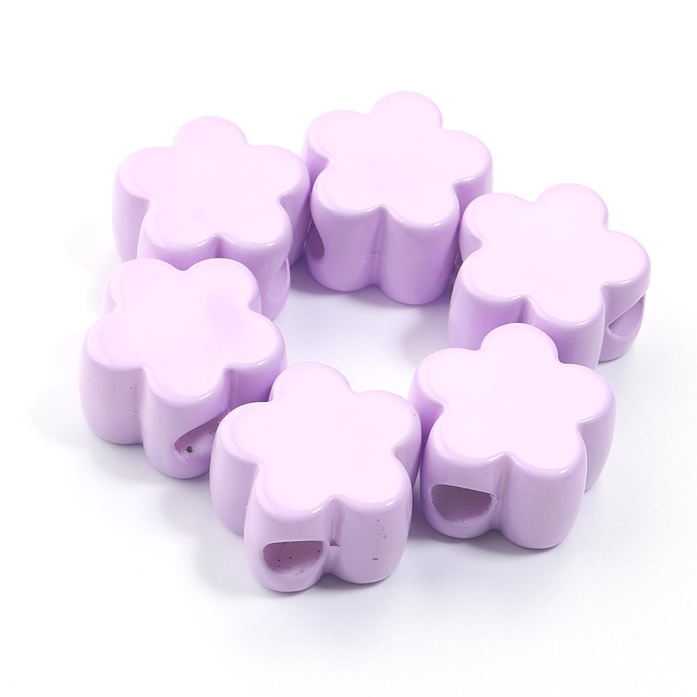 6Pcs Acrylic Large Hole Beads Colorful Flowers Stars Love Heart Shape Loose Beads DIY Bracelet Phone Chain Jewelry Accessories