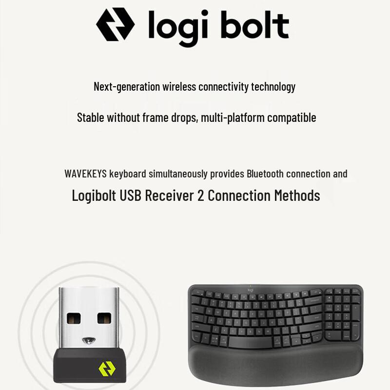 Logitech WAVE KEYS Ergonomic Wireless Bluetooth Keyboard