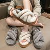 New Autumn and Winter Fluffy Cotton Slippers with Exposed Toes for Women To Wear Outdoors, Thick Soled for Indoor Home Decor