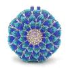 Gold/Yellow Sunflower Clutch Crystal Round Evening Bags Women Wedding Purse Bridal Bags Party Dazzling Diamond Handbags Minaudie