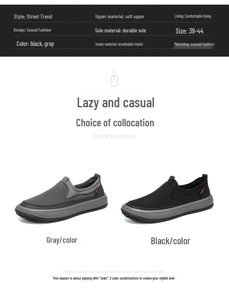Men's Spring/Summer Slip-On Mesh Casual Shoes – Odorless & Durable for Middle-Aged and Elderly
