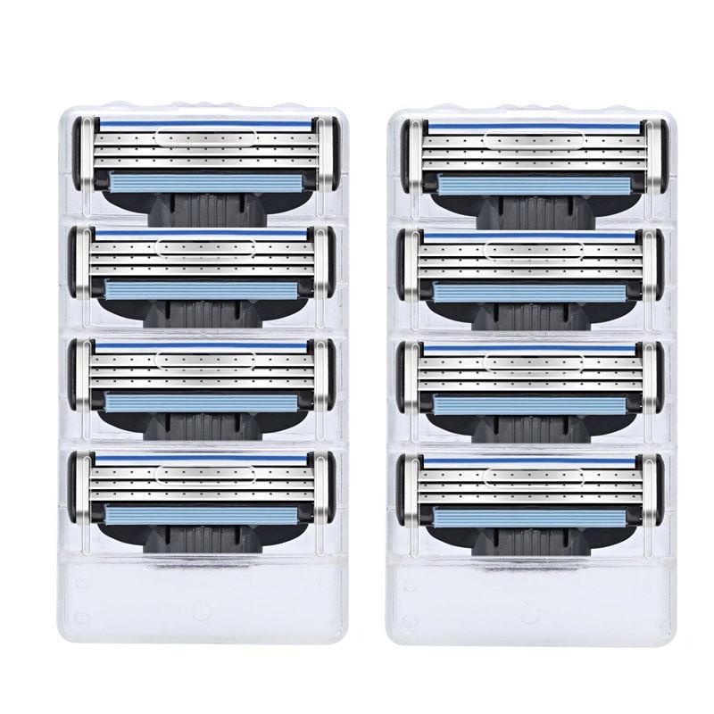 8Pcs/lot 3 Layer Razor Blades For Mache 3 Men Gile Face Shaver Blades Proglide Beard Shaving Blades