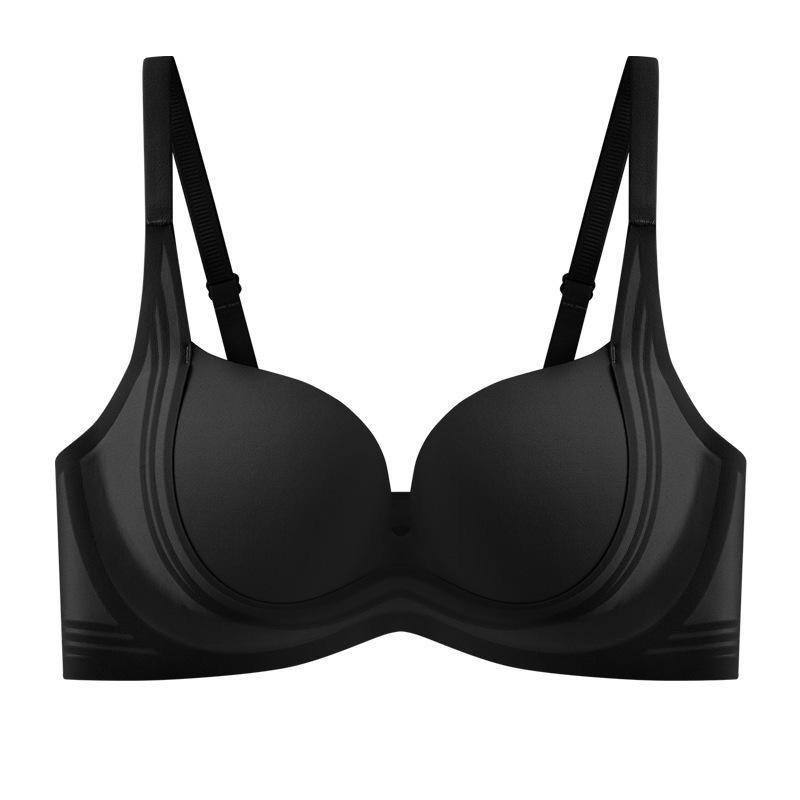 Beige Seamless Support Bra with Adjustable Straps and Push-Up Effect S чёрный