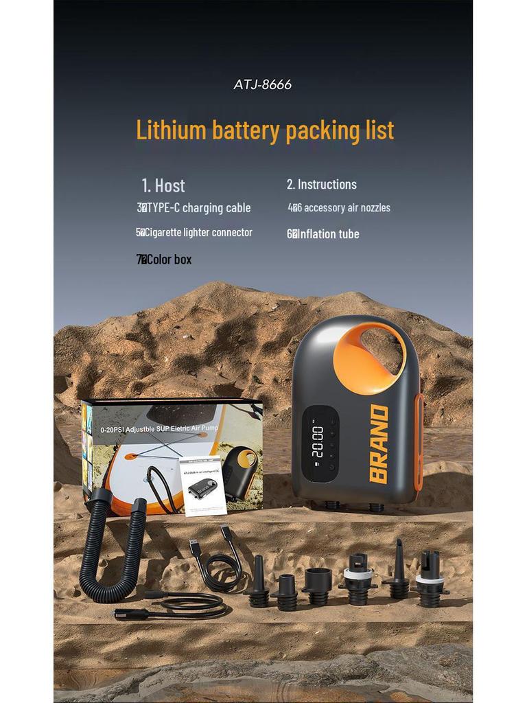 Bärbar elektrisk pump för bil, utomhus, uppblåsbar madrass, SUP, kajak