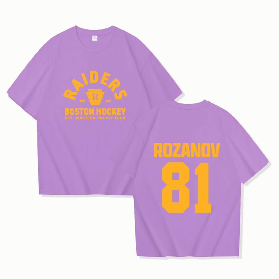 TV Boston Hockey Llya Rozanov Letter Pattern Tshirt Women Unisex Short Sleeve Clothing Fashion Graphic Print Neutral Shirt Tees