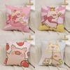 Cartoon L-Lulu Pig Pink Cushion Cover Silky Short Plush Double-Sided Printed Pillow Case for Sofa All Seasons Home Decor Gift