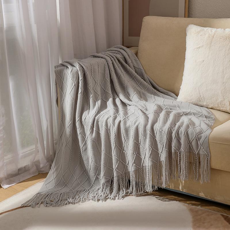 Scandinavian Woolen Throw Blanket Warm Knitted Sofa Cover Blanket Bed Tail Sofa Throw Blanket Thick Winter Office Lunch Nap Blanket