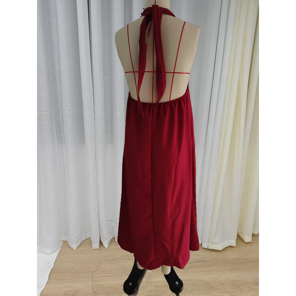 Nuevo Vestido de Verano Casual Vintage de Lino para Mujer, Vestido Midi sin Mangas con Escote en V y Bolsillo de Parche para Vacaciones