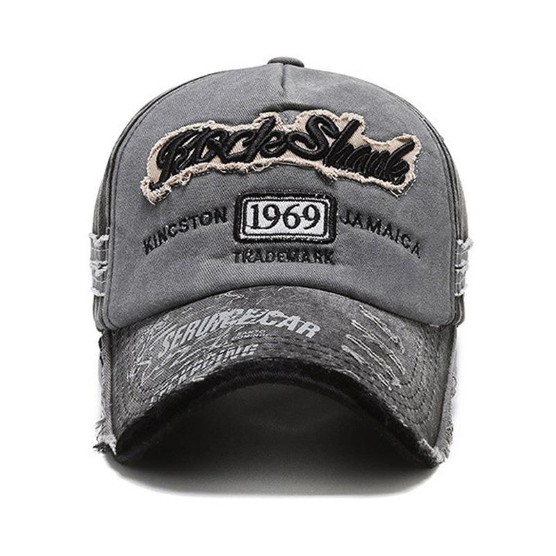 Hat Men's and Women's Spring and Summer Baseball Cap Washed Old Letter Embroidery Curved Edge Cap Color Matching Retro Sun Hat