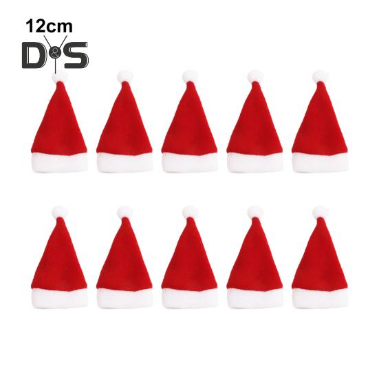 10ks Mini Santa klobouk Potahy na láhve vína Plyšový vánoční držák na nádobí Sametové čepice na lízátka Vánoční dekorace na večírek