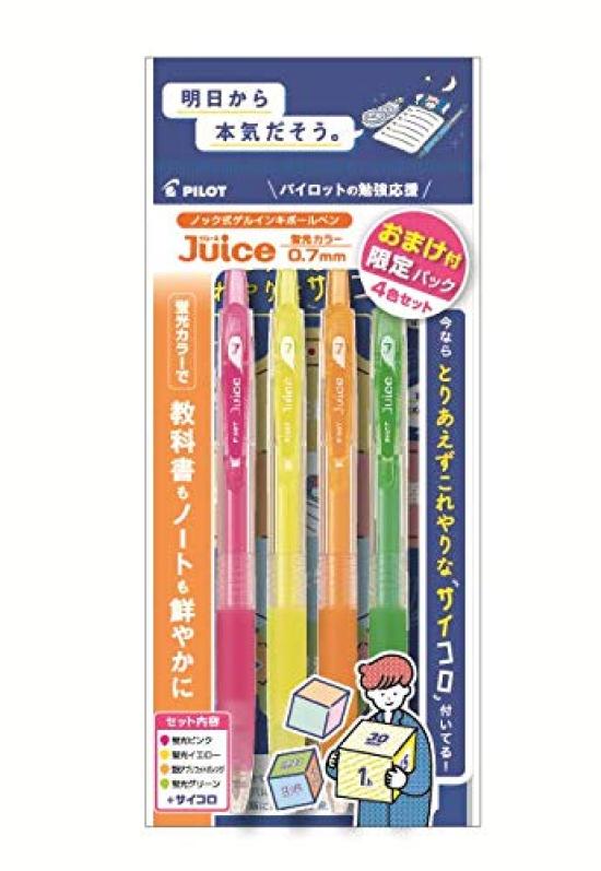 PILOT Limited Edition Study Support Retractable Gel Ink Ballpoint Pen Juice Fluorescent Color Set 4-Color P-6072-51 розовый