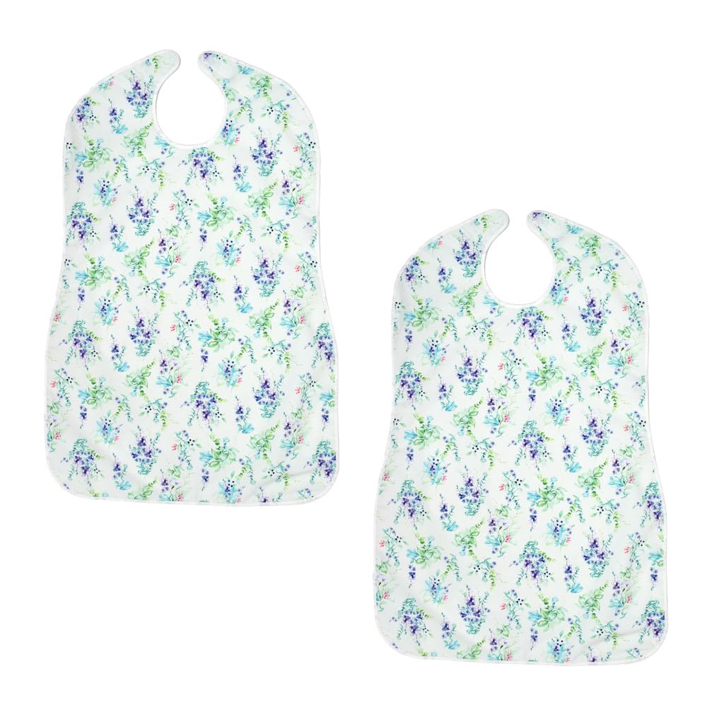 STYLE Decor Nursing Meal Apron Table Mat Set of 2 Botanical Bouquet Meal Apron Nursing Water Repellent Nursing Stylish Cute Elderly Nursing Home