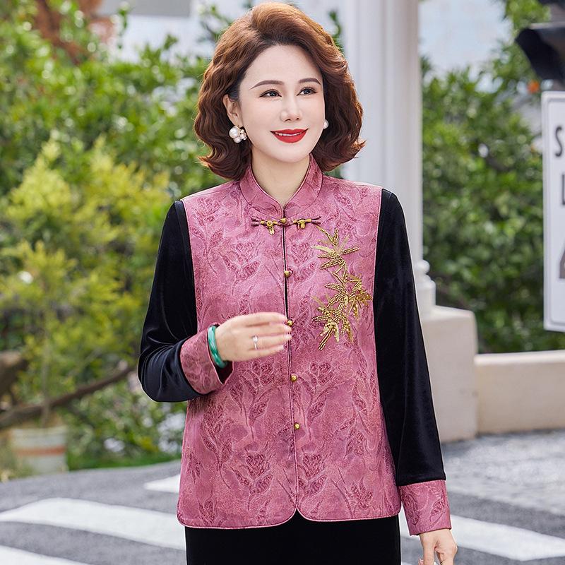 

Elegant 2026 Spring Suit: Stylish Two-Piece Set for Middle-Aged and Elderly Women 5XL (145-155 jin) розовый