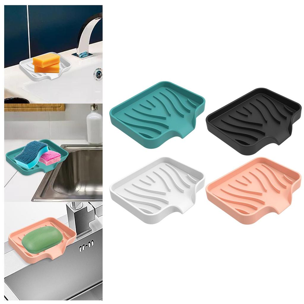 Soap Dishes Soap Box Organizer Plate Tray with Drain Anti Skid Silicone Soap
