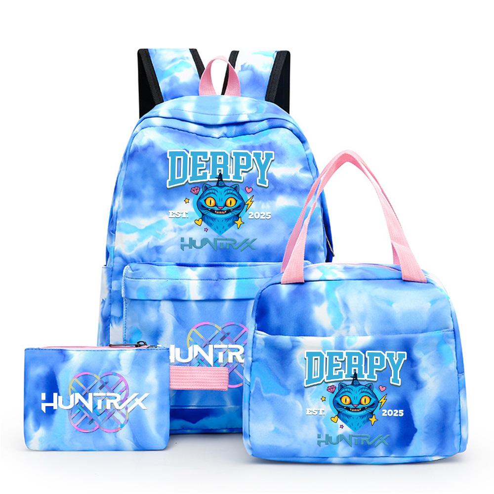 3Pcs/set Cartoon Printed Backpack with Lunch Bag Pencil Case for Teenager Girl Boy Large Capacity Waterproof Bookbag Gift Mochila