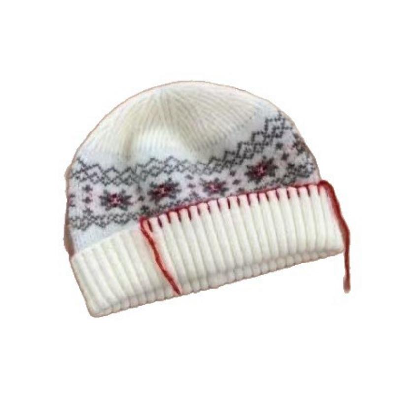 Snowflake Pattern Wool Hat Korean Contrasting Color Line Tassel Atmosphere Knitted Hat Warm In Winter To Show Off Your Face