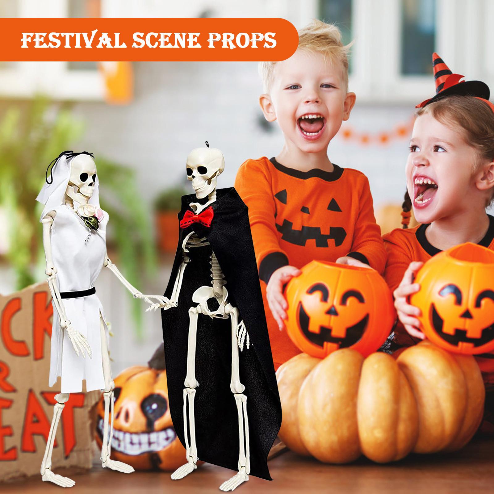 

15.7 Inch Spooky Skeleton Bride And Groom Wedding Couple Statue Hanging Ornament For Halloween Party Decorations Or Scary Gothic Décor Figurines One Size