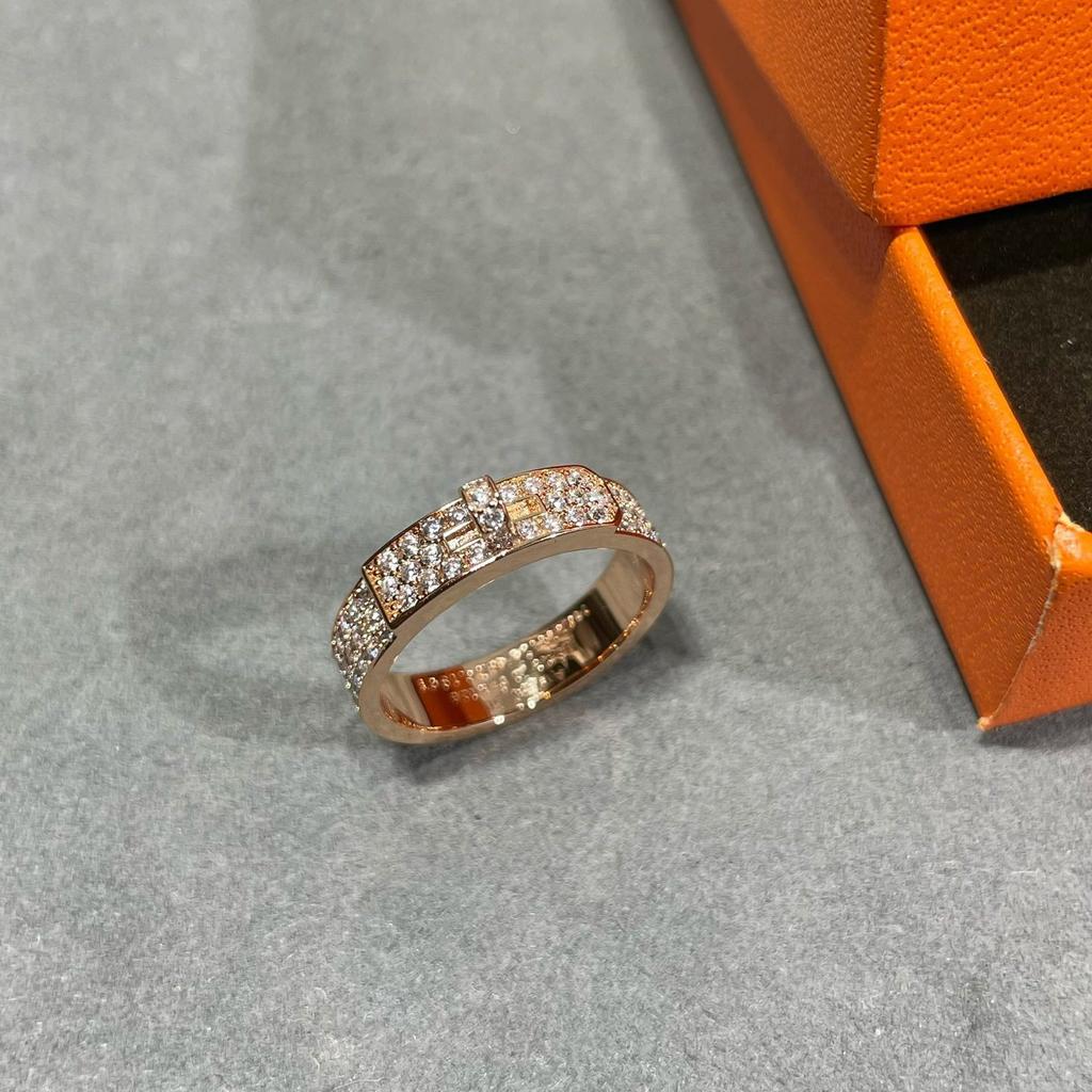 Voll Diamantring Plattiert 18k Roségold Schweinenase Zigeuner H Partnerring