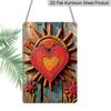 2D Flat, 1pc Vintage Bohemian Sunflower & Hippie Heart Aluminum Wall Art - Retro Farmhouse Kitchen Decor, Durable Metal Plaque for Boho Housewarming