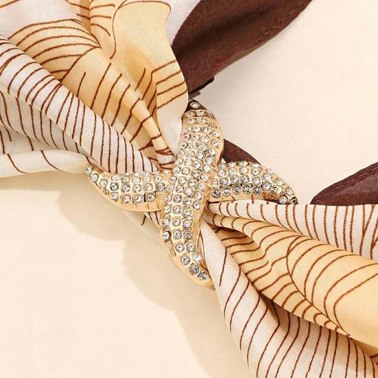Scarf Rings for Women X Shaped Scarf Buckle Rhinestone Shawl Slide Pin Clip