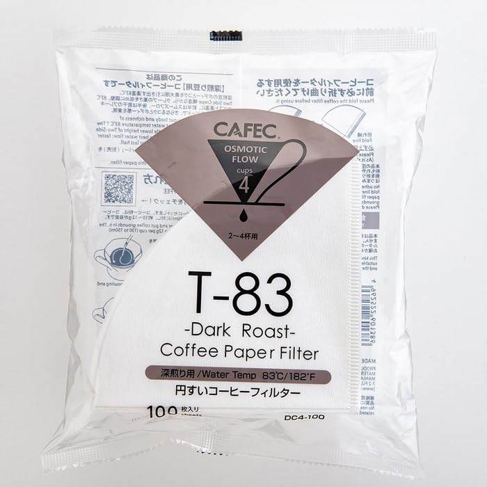 Sanyo Sangyo CAFEC DC4100 Dark Roast Cone-Shaped Paper Coffee Filters (2-4 cups), White (100 filters). Also compatible with ORIGAMI Medium Dripper.