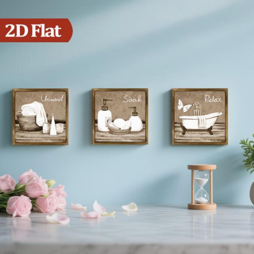3 Stück Vintage Wanne Spa Szene Wand Holzschilder Bauernhaus Entspannen Einweichen Entspannen Wandkunst Zuhause Badezimmer