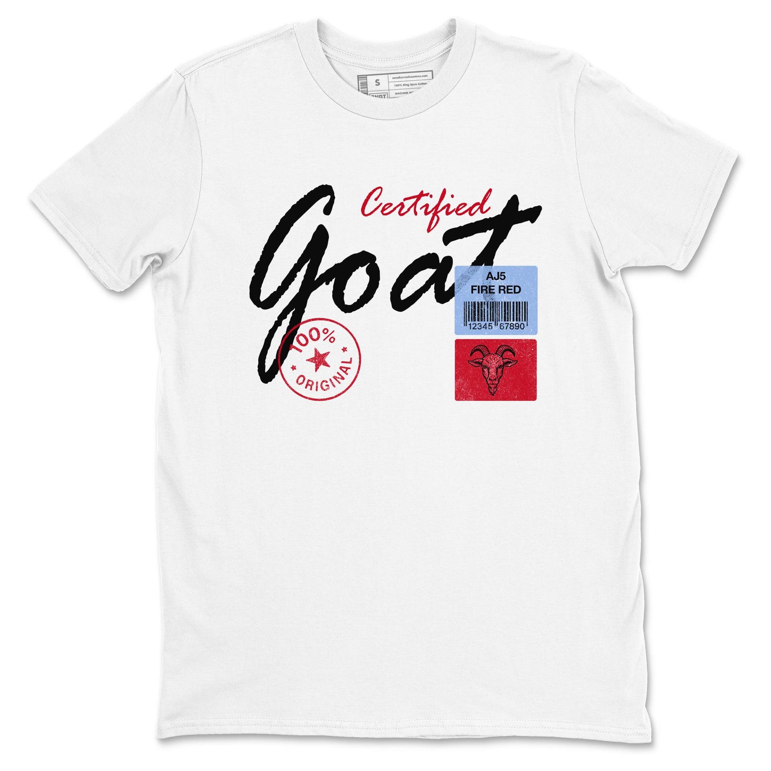 Certified Goat graphic tee. Streetwear graphic T-Shirt. Matching 5s Fire Red L